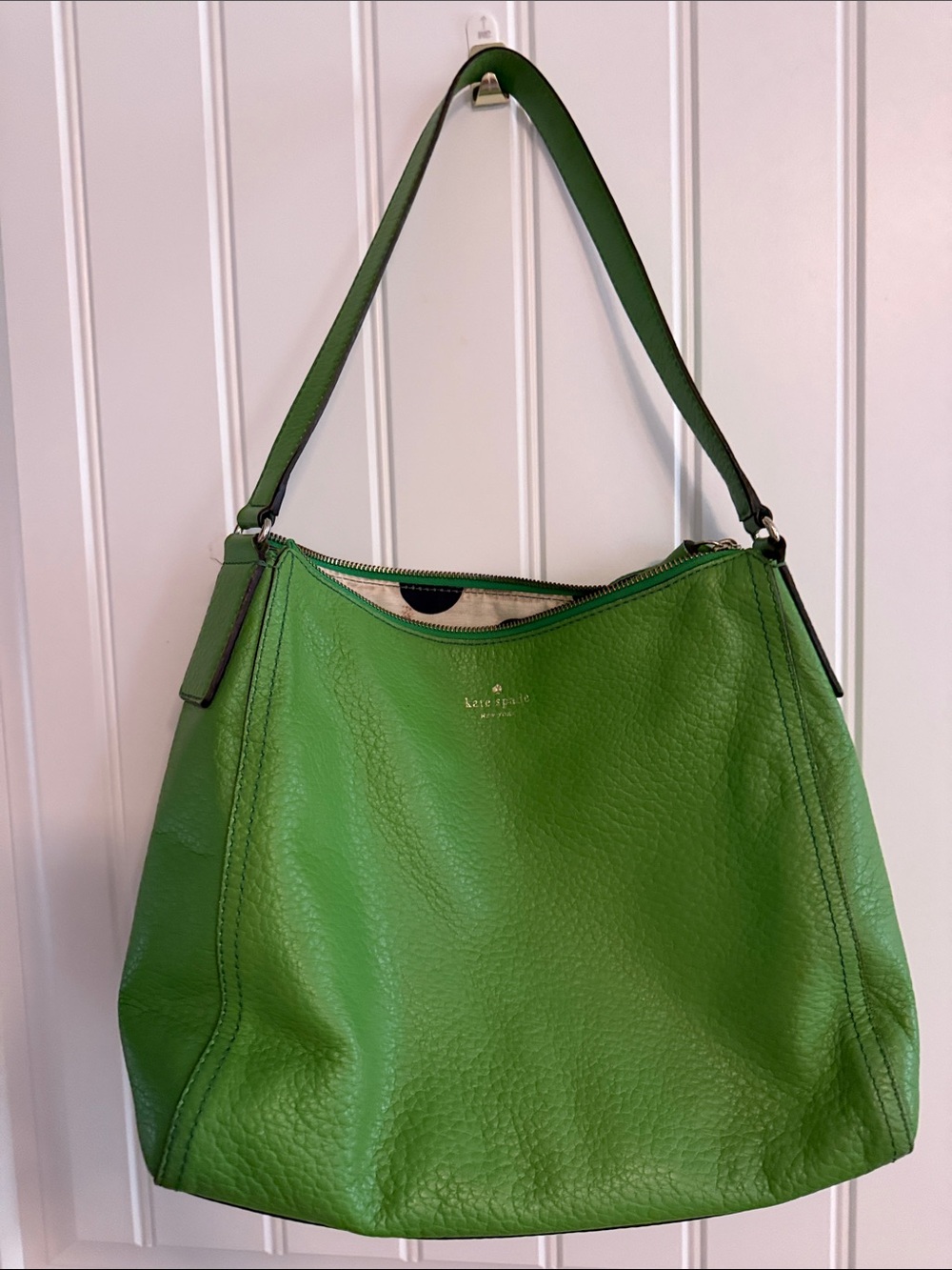 kate spade Bright Green Pebbled Leather Shoulder Hobo